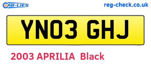 YN03GHJ are the vehicle registration plates.