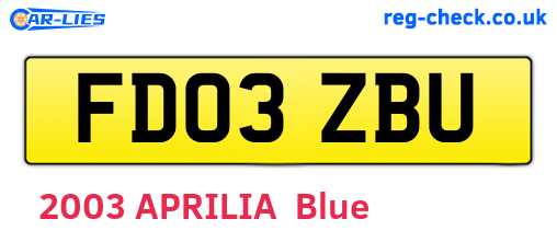 FD03ZBU are the vehicle registration plates.
