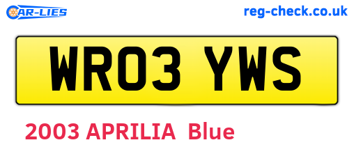 WR03YWS are the vehicle registration plates.