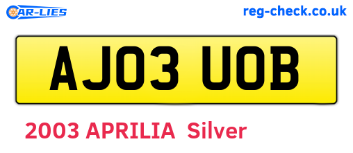 AJ03UOB are the vehicle registration plates.