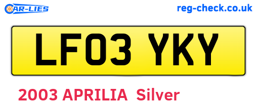 LF03YKY are the vehicle registration plates.