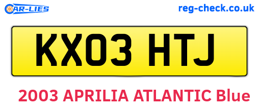 KX03HTJ are the vehicle registration plates.