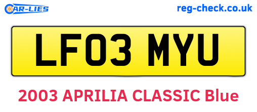LF03MYU are the vehicle registration plates.
