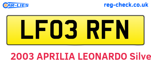 LF03RFN are the vehicle registration plates.