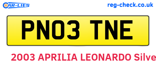 PN03TNE are the vehicle registration plates.