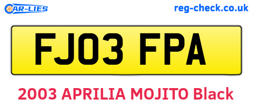 FJ03FPA are the vehicle registration plates.