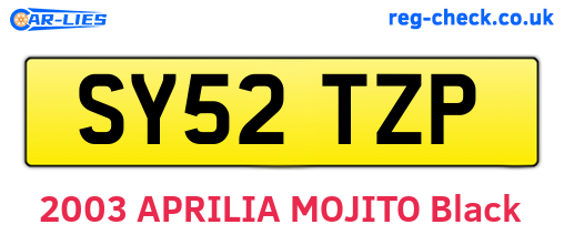 SY52TZP are the vehicle registration plates.
