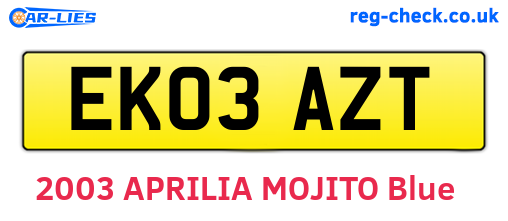 EK03AZT are the vehicle registration plates.