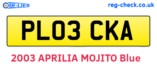 PL03CKA are the vehicle registration plates.