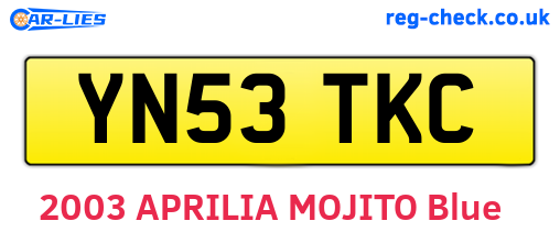 YN53TKC are the vehicle registration plates.