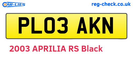 PL03AKN are the vehicle registration plates.