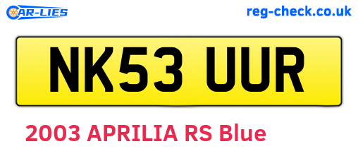 NK53UUR are the vehicle registration plates.