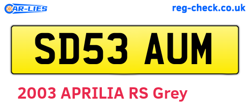 SD53AUM are the vehicle registration plates.