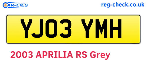 YJ03YMH are the vehicle registration plates.