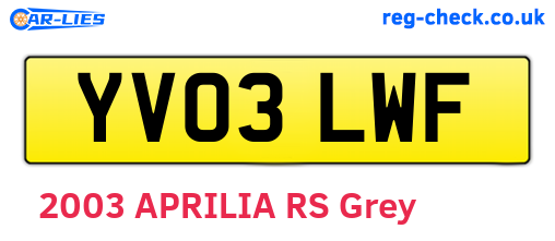 YV03LWF are the vehicle registration plates.