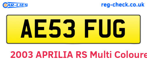 AE53FUG are the vehicle registration plates.