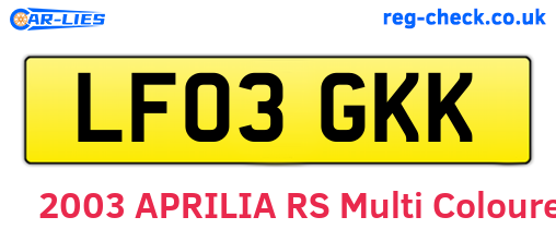 LF03GKK are the vehicle registration plates.
