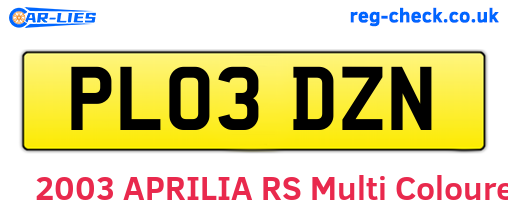 PL03DZN are the vehicle registration plates.