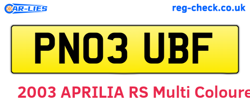 PN03UBF are the vehicle registration plates.