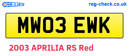 MW03EWK are the vehicle registration plates.
