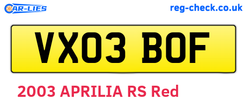 VX03BOF are the vehicle registration plates.