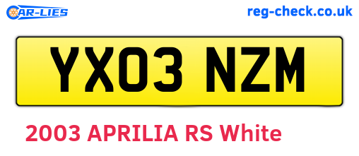 YX03NZM are the vehicle registration plates.