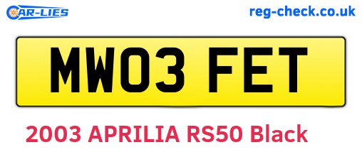 MW03FET are the vehicle registration plates.