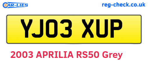 YJ03XUP are the vehicle registration plates.