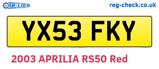 YX53FKY are the vehicle registration plates.