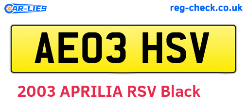 AE03HSV are the vehicle registration plates.