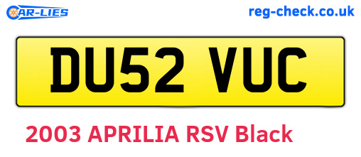 DU52VUC are the vehicle registration plates.