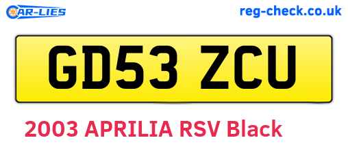 GD53ZCU are the vehicle registration plates.