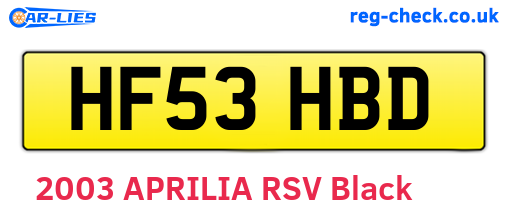 HF53HBD are the vehicle registration plates.
