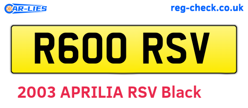 R600RSV are the vehicle registration plates.
