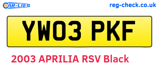 YW03PKF are the vehicle registration plates.