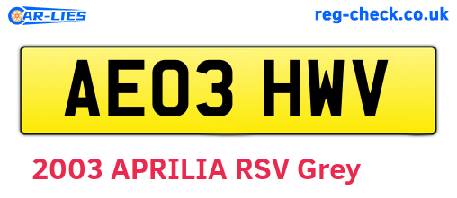 AE03HWV are the vehicle registration plates.