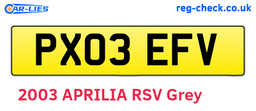 PX03EFV are the vehicle registration plates.