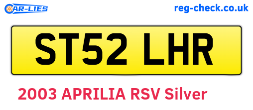 ST52LHR are the vehicle registration plates.