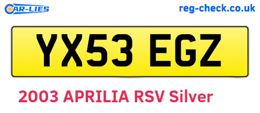 YX53EGZ are the vehicle registration plates.
