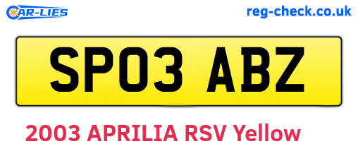 SP03ABZ are the vehicle registration plates.