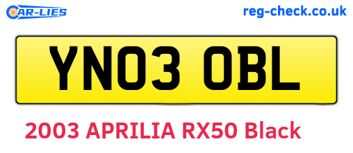 YN03OBL are the vehicle registration plates.