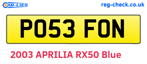 PO53FON are the vehicle registration plates.