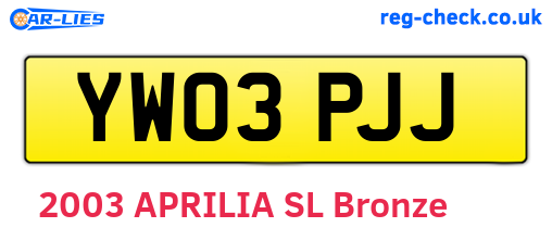 YW03PJJ are the vehicle registration plates.