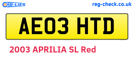 AE03HTD are the vehicle registration plates.