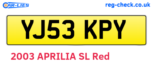 YJ53KPY are the vehicle registration plates.