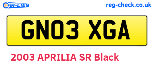 GN03XGA are the vehicle registration plates.