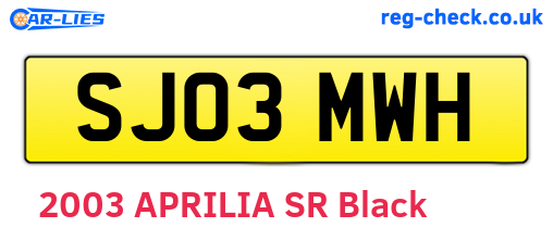 SJ03MWH are the vehicle registration plates.