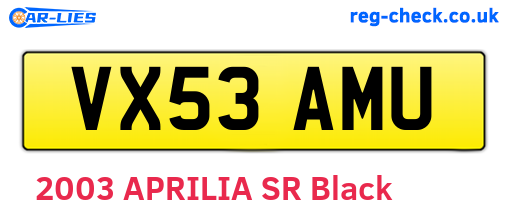 VX53AMU are the vehicle registration plates.