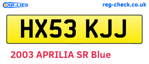 HX53KJJ are the vehicle registration plates.