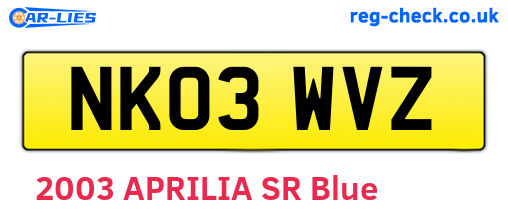 NK03WVZ are the vehicle registration plates.